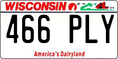 WI license plate 466PLY