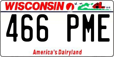 WI license plate 466PME