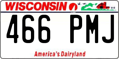 WI license plate 466PMJ