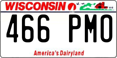 WI license plate 466PMO