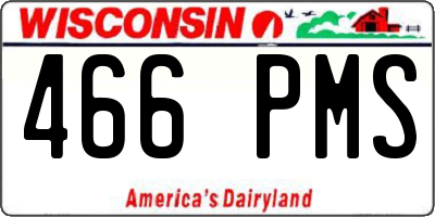 WI license plate 466PMS