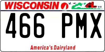 WI license plate 466PMX