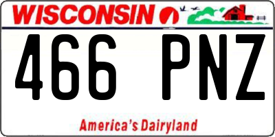 WI license plate 466PNZ