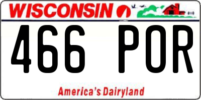 WI license plate 466POR