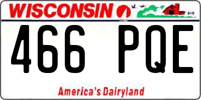 WI license plate 466PQE