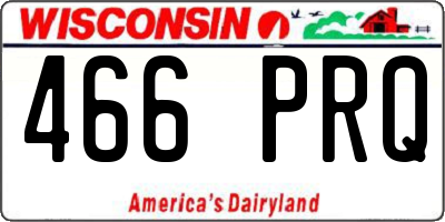 WI license plate 466PRQ