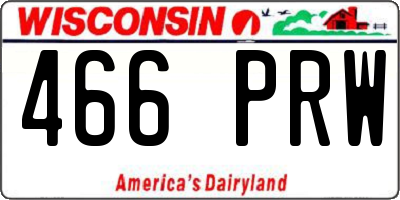 WI license plate 466PRW
