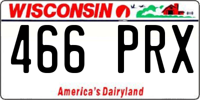 WI license plate 466PRX