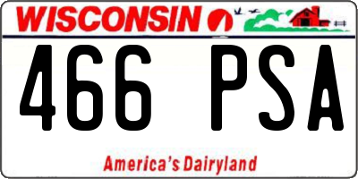 WI license plate 466PSA