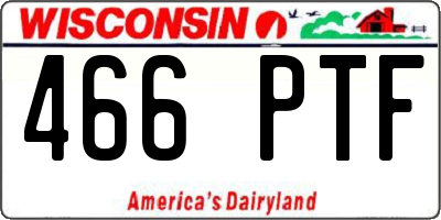WI license plate 466PTF