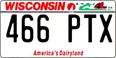 WI license plate 466PTX