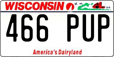 WI license plate 466PUP