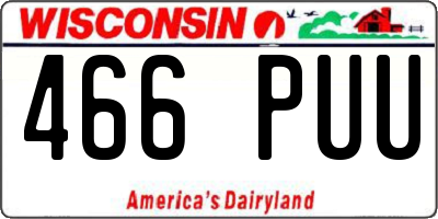 WI license plate 466PUU