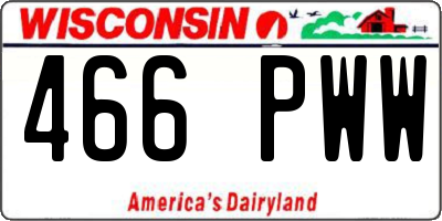 WI license plate 466PWW