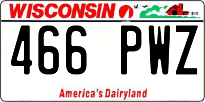 WI license plate 466PWZ