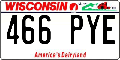 WI license plate 466PYE