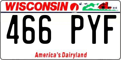 WI license plate 466PYF
