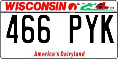WI license plate 466PYK