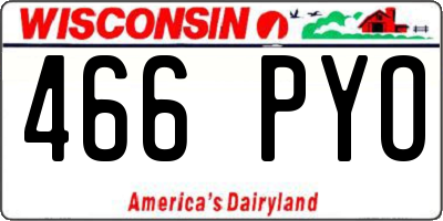 WI license plate 466PYO