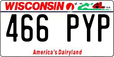 WI license plate 466PYP