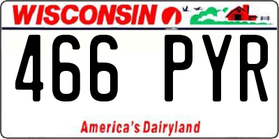 WI license plate 466PYR