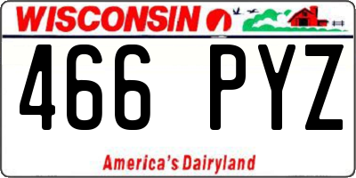 WI license plate 466PYZ
