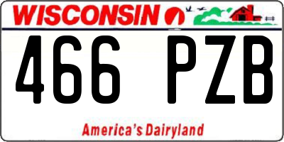 WI license plate 466PZB