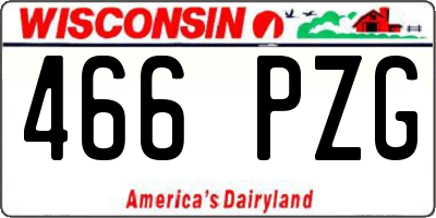 WI license plate 466PZG