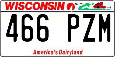 WI license plate 466PZM