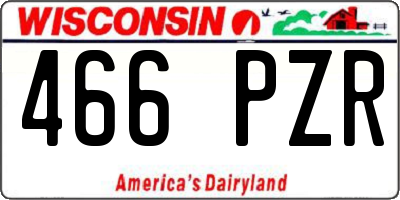 WI license plate 466PZR