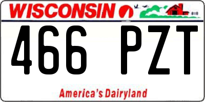 WI license plate 466PZT