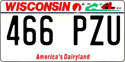 WI license plate 466PZU