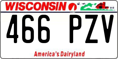 WI license plate 466PZV