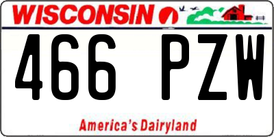 WI license plate 466PZW