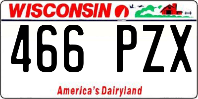 WI license plate 466PZX