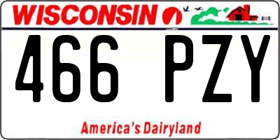 WI license plate 466PZY