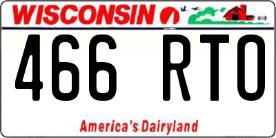 WI license plate 466RTO