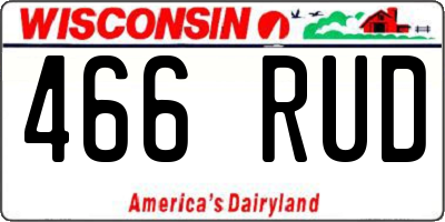 WI license plate 466RUD