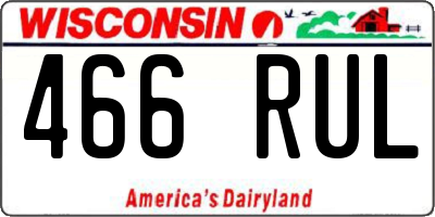 WI license plate 466RUL