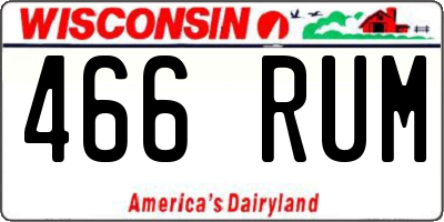 WI license plate 466RUM