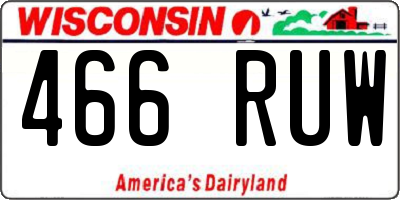 WI license plate 466RUW