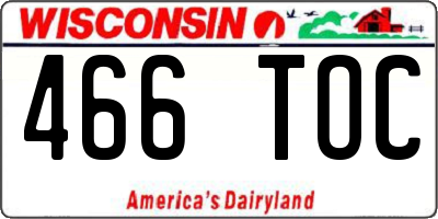 WI license plate 466TOC