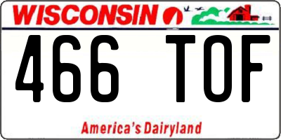 WI license plate 466TOF