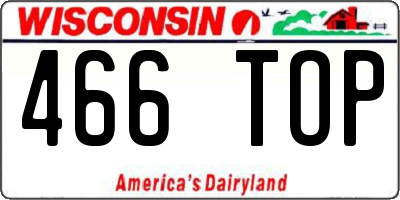 WI license plate 466TOP
