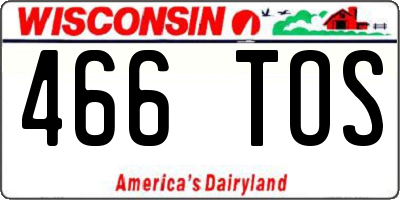 WI license plate 466TOS