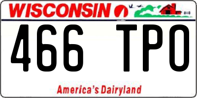 WI license plate 466TPO