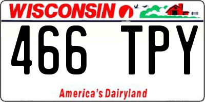 WI license plate 466TPY