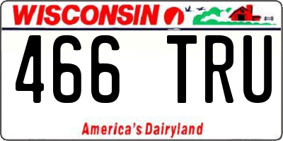 WI license plate 466TRU