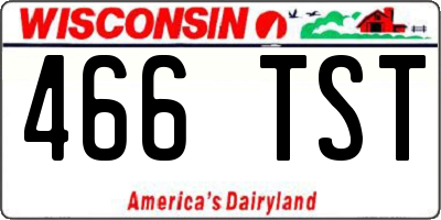 WI license plate 466TST