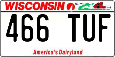WI license plate 466TUF